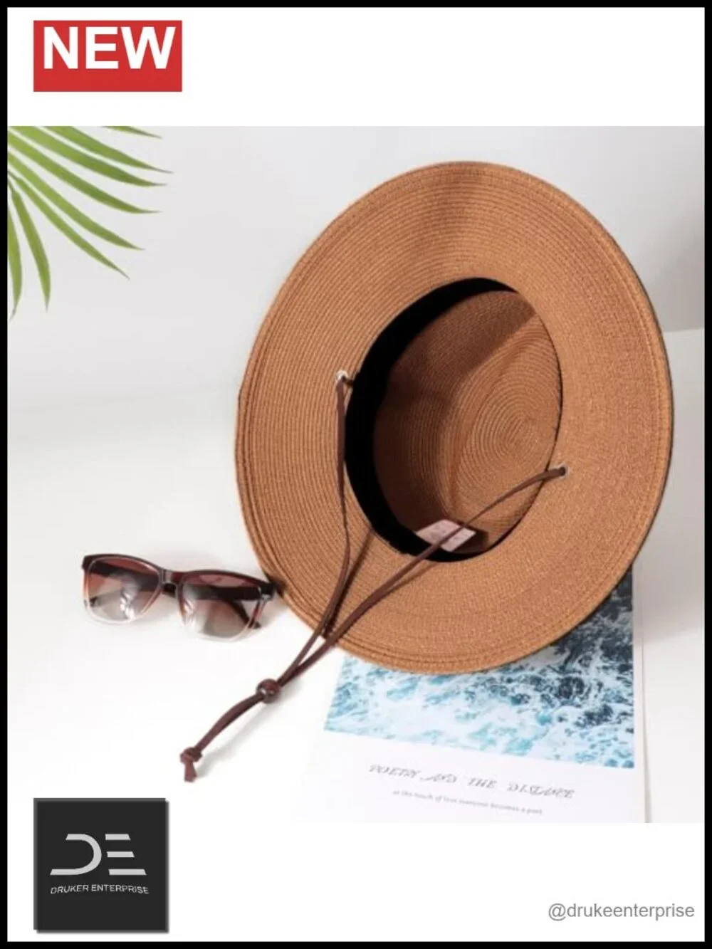 Straw Fedora Panama Hat Wide Brim Roll Up UPF 50+ Sun Hat